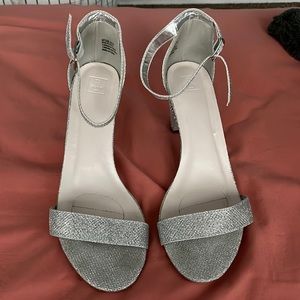 silver high heels